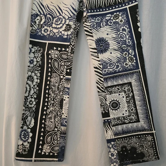 Very Rare Y2K Vintage Roberto Cavalli Bandana Print Jeans Sz M
